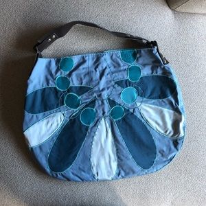 Graphic appliqué large hobo tote